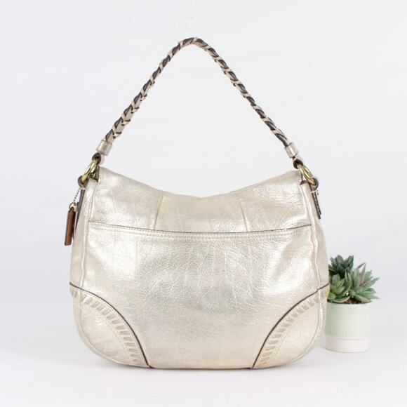 Coach Metallic Whipstitch Leather Bag in Champagne Metallic Gold - Picture 6 of 7